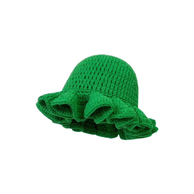 Green Crochet Bucket Hat – Handmade Knit Cap for Women & Lady Grils
