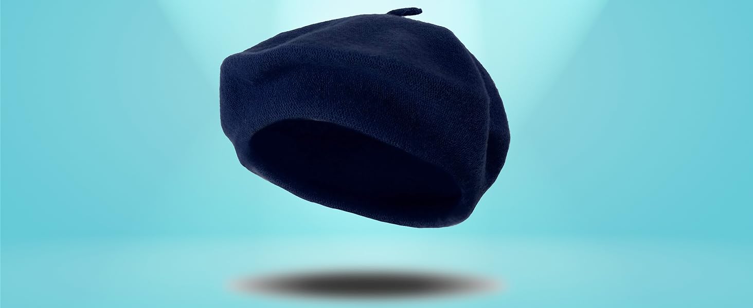 Blue Beret Wool Hat Solid Color French Style Winter Warm Cap for Women Girls Lady