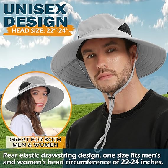 Unisex Wide Brim Sun Hat Bucket Protection Cap Packable Boonie Headwear