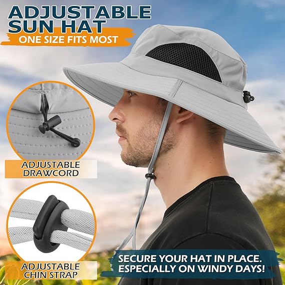 Unisex Wide Brim Sun Hat Bucket Protection Cap Packable Boonie Headwear