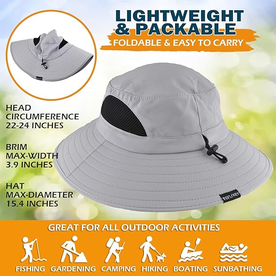 Unisex Wide Brim Sun Hat Bucket Protection Cap Packable Boonie Headwear