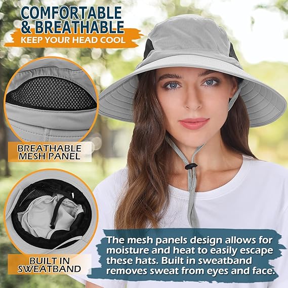 Unisex Wide Brim Sun Hat Bucket Protection Cap Packable Boonie Headwear