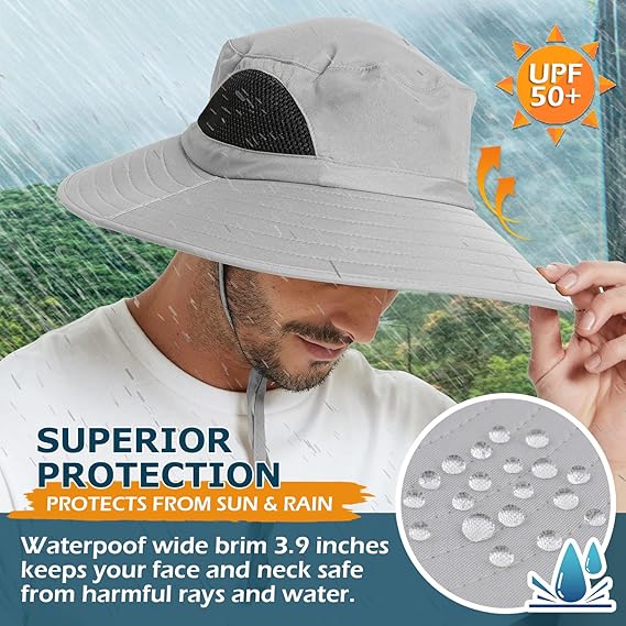 Unisex Wide Brim Sun Hat Bucket Protection Cap Packable Boonie Headwear