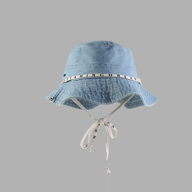 Bucket Hat with Strap | Retro Washed Large Brim Strap Bucket Hat for Women