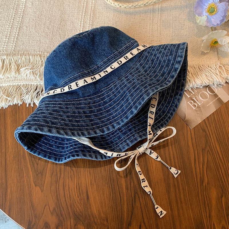 Bucket Hat with Strap | Retro Washed Large Brim Strap Bucket Hat for Women