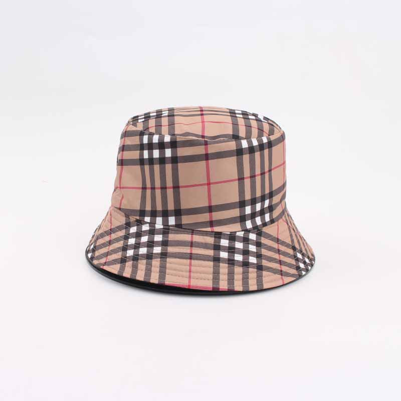 Checkered Bucket Hat – Gray, Beige & Khaki Vintage Plaid Sun Cap