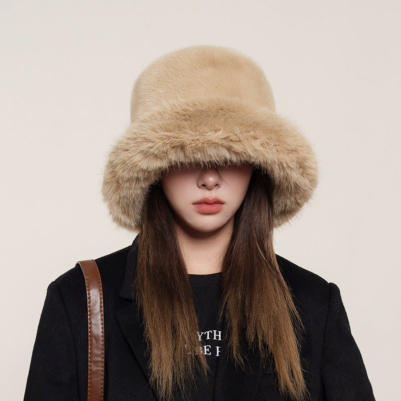 Faux Fur Bucket Hat – Cozy Winter Hat in Black, White, Beige, Gray & Brown
