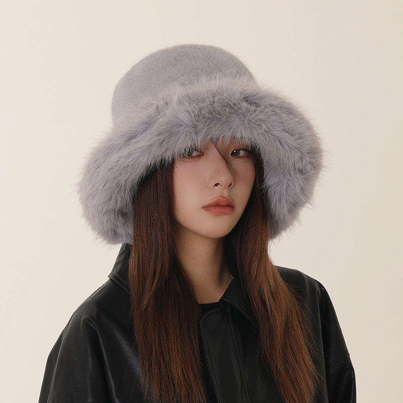 Faux Fur Bucket Hat – Cozy Winter Hat in Black, White, Beige, Gray & Brown