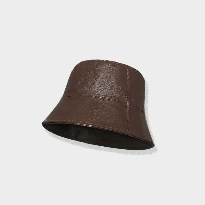 Leather Bucket Hat – Black, Off-White, Gray, Brown & Khaki