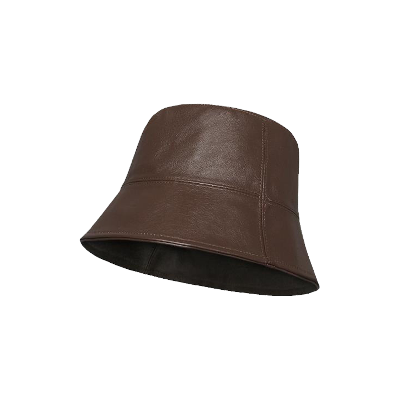 Leather Bucket Hat – Black, Off-White, Gray, Brown & Khaki