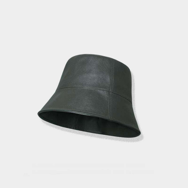 Leather Bucket Hat – Black, Off-White, Gray, Brown & Khaki