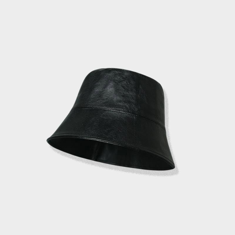 Leather Bucket Hat – Black, Off-White, Gray, Brown & Khaki