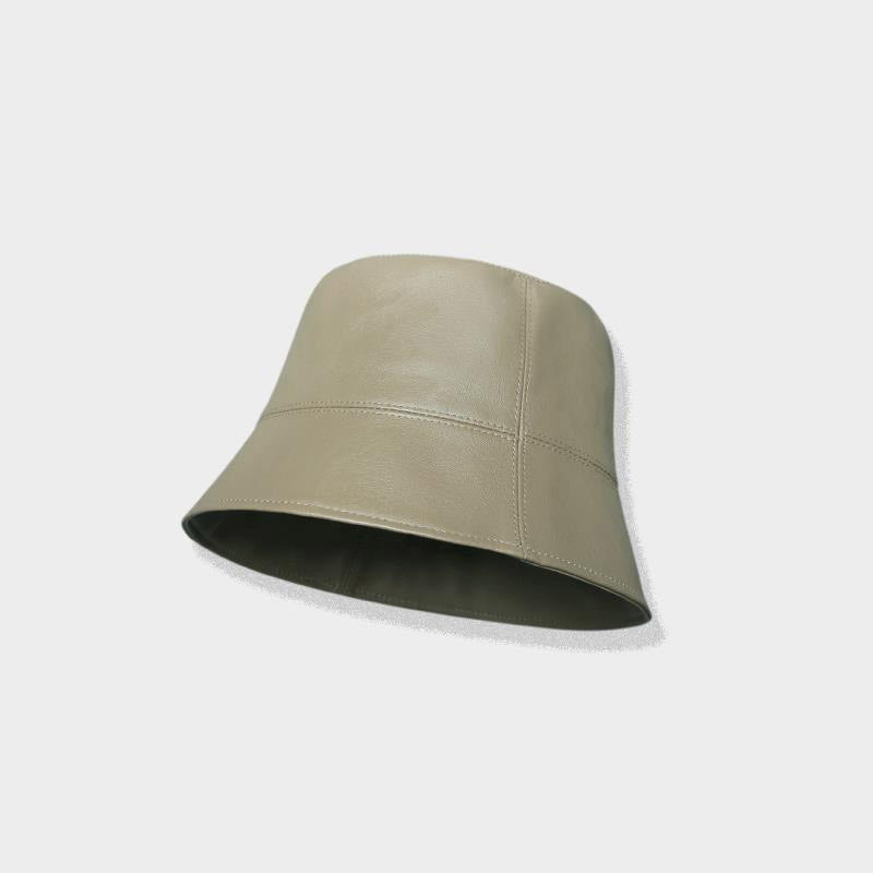 Leather Bucket Hat – Black, Off-White, Gray, Brown & Khaki