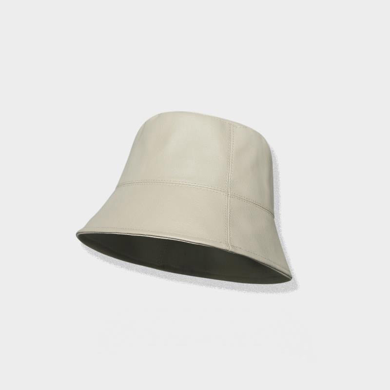 Leather Bucket Hat – Black, Off-White, Gray, Brown & Khaki
