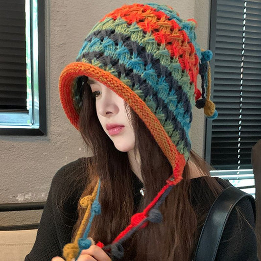 Colorful Beanie Multicolor Knit Winter Hat Soft Cozy Style Cap