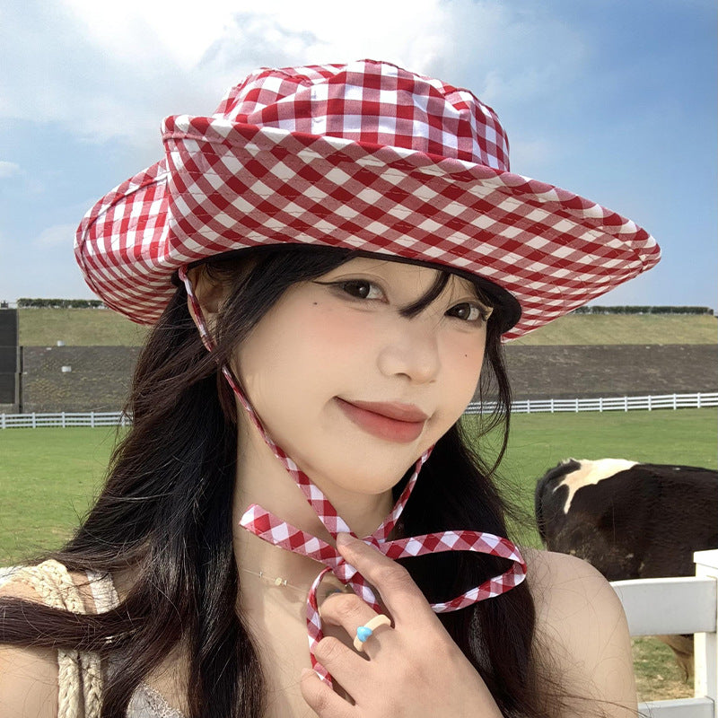 Red and White Bucket Hat – Classic Checkered Design for Men and Women