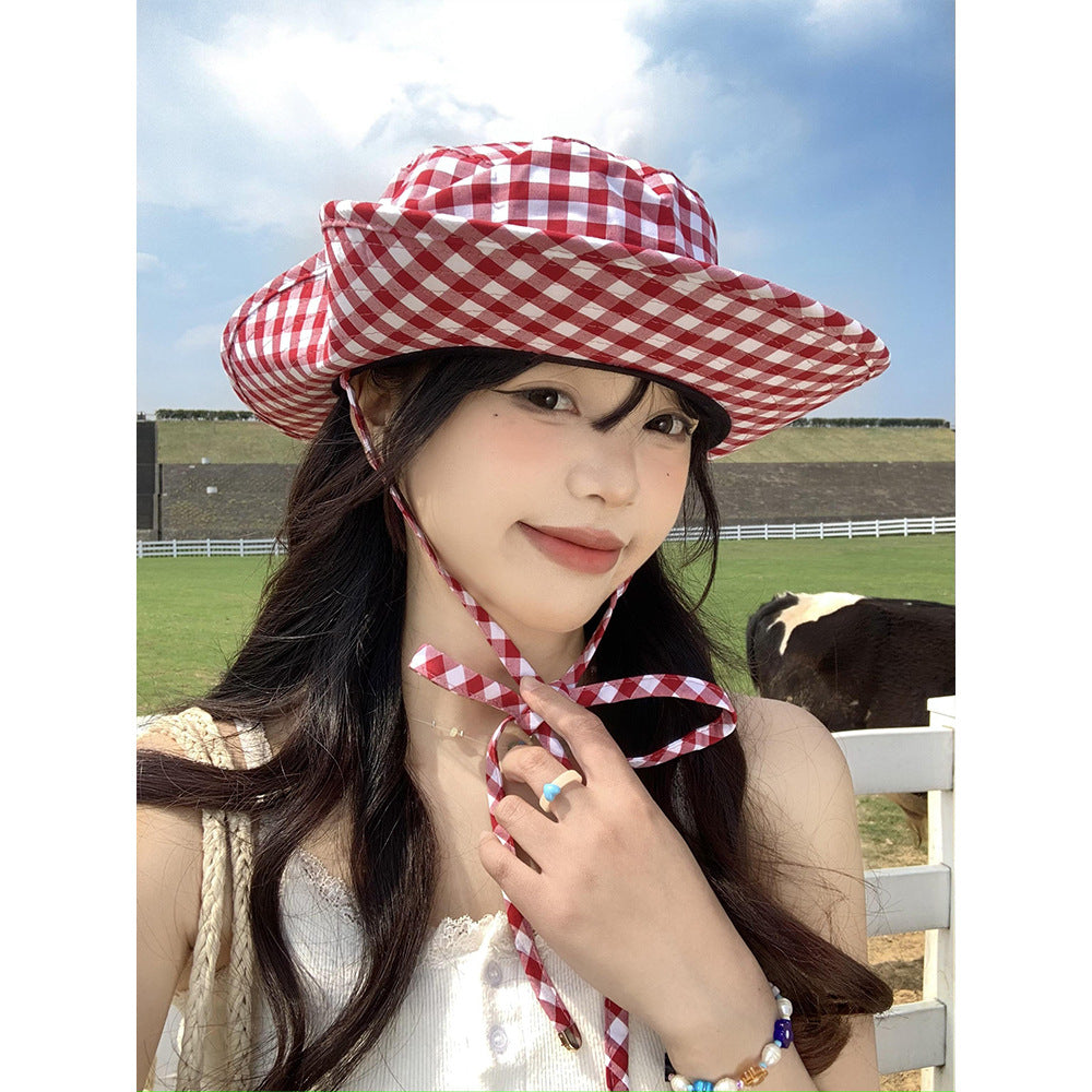 Red and White Bucket Hat – Classic Checkered Design for Men and Women
