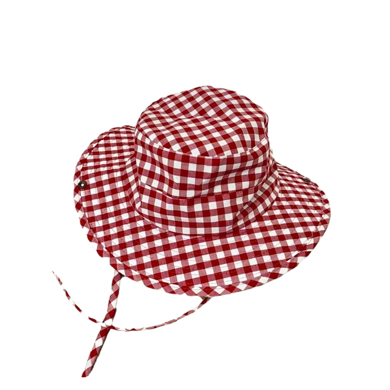 Red and White Bucket Hat – Classic Checkered Design for Men and Women