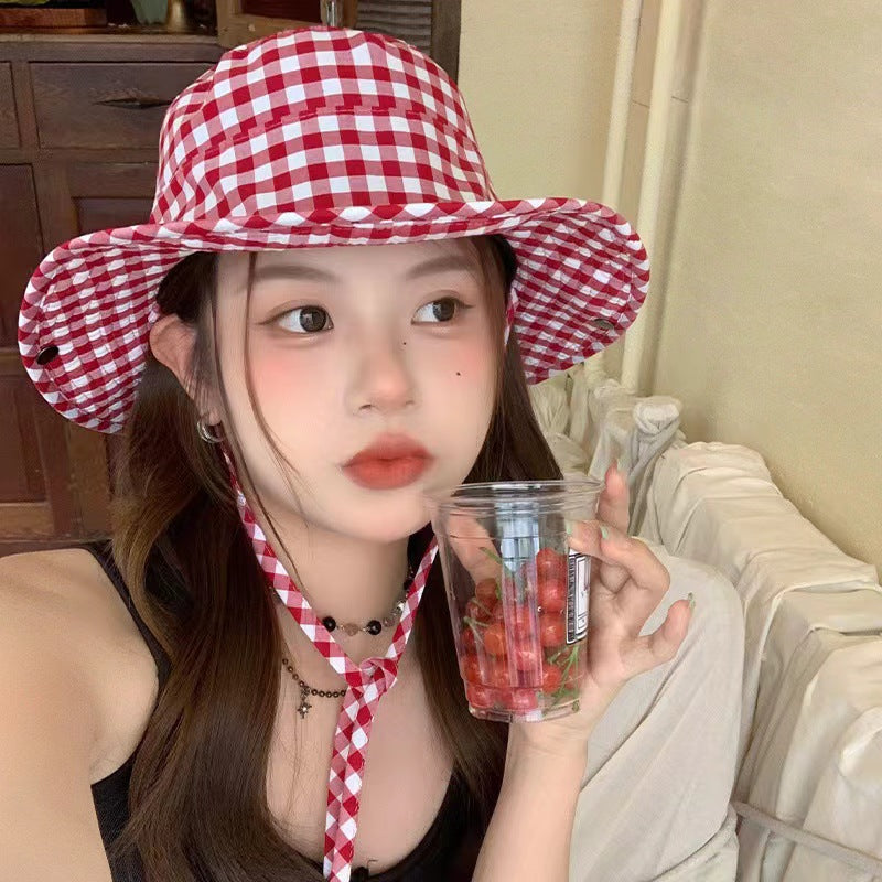 Red and White Bucket Hat – Classic Checkered Design for Men and Women