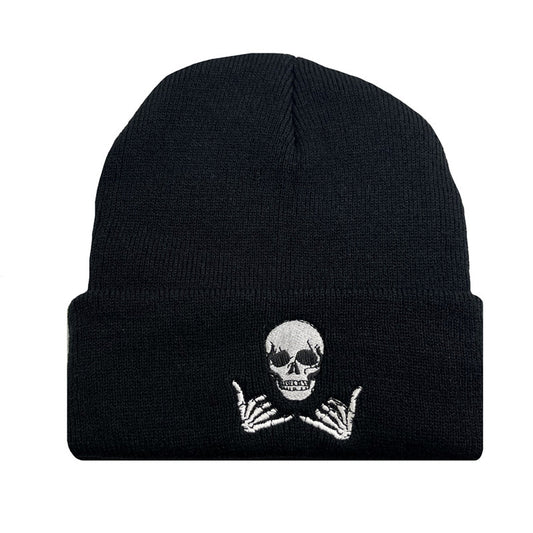 Skull Cap Beanie Black Skeleton Knit Hat for Men Warm Winter Streetwear Style
