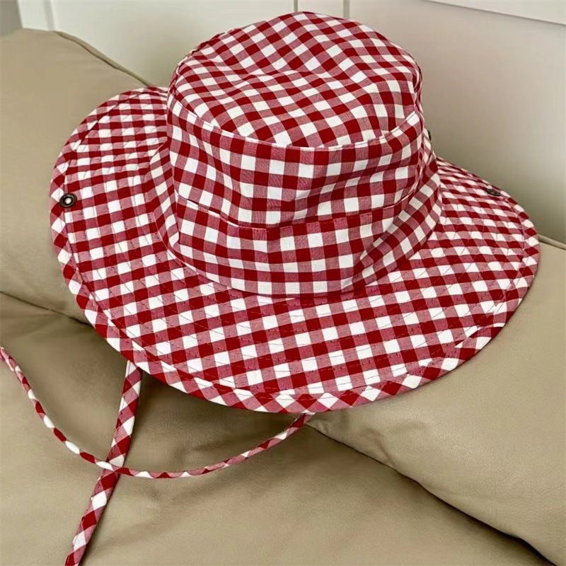 Red and White Bucket Hat – Classic Checkered Design for Men and Women