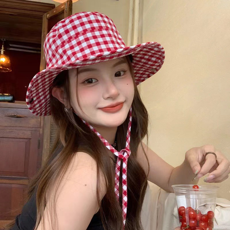 Red and White Bucket Hat – Classic Checkered Design for Men and Women