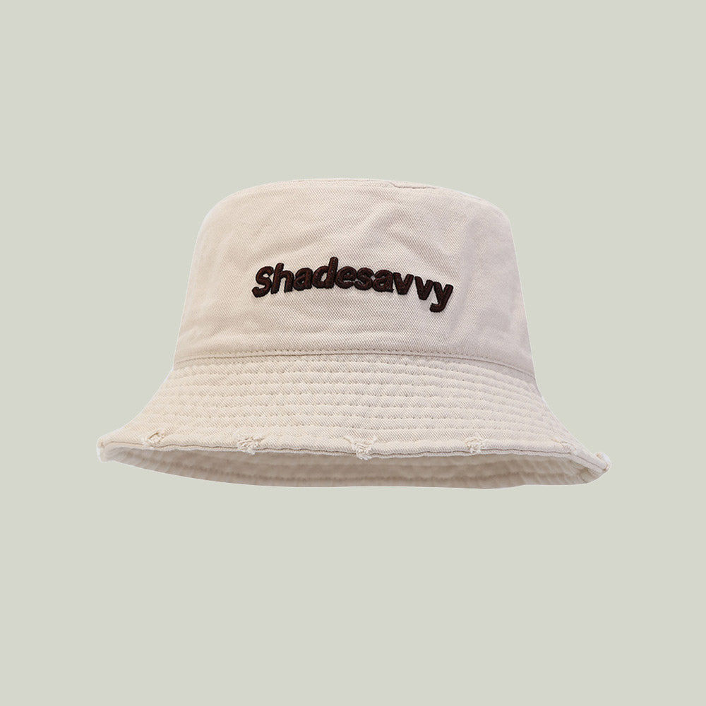 Off-White Embroidered Bucket Hat – Customizable Cotton Sun Hat for Men & Women