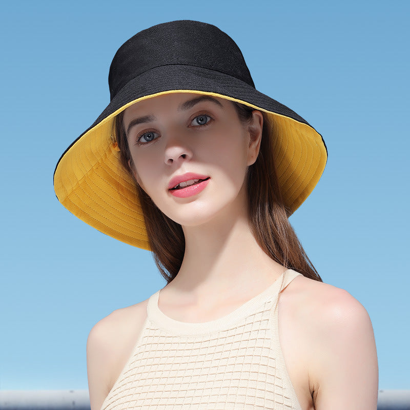 Reversible Bucket Hat Double-Sided Sun Hat with Wide Brim UV Protection Foldable