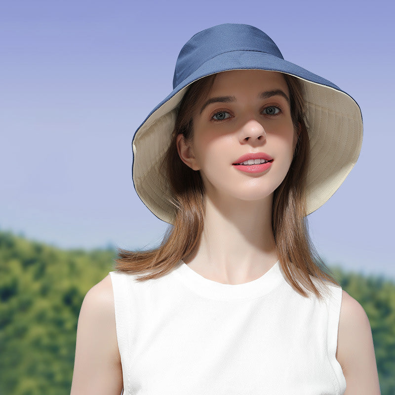 Reversible Bucket Hat Double-Sided Sun Hat with Wide Brim UV Protection Foldable