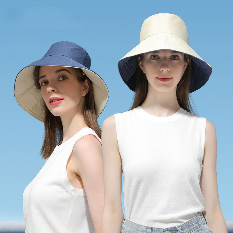Reversible Bucket Hat Double-Sided Sun Hat with Wide Brim UV Protection Foldable