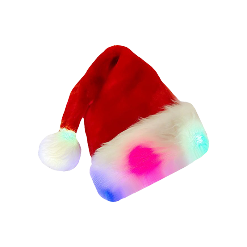 Light Up Santa Hat Festive Sparkle LED Long Plush Handmade Christmas Cap