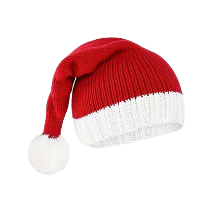 Crochet Knit Santa Hat Red Winter Style Santa Claus Holiday Family Beanie