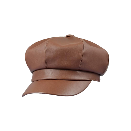 Newsboy Cap Women PU Leather Hat Cabbie Painter atsby Ivy Beret