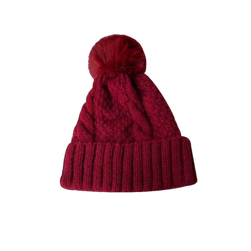 Burgundy Beanie Wool Knit Winter Hat Maroon Style for Men