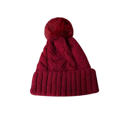 Burgundy Beanie Wool Knit Winter Hat Maroon Style for Men
