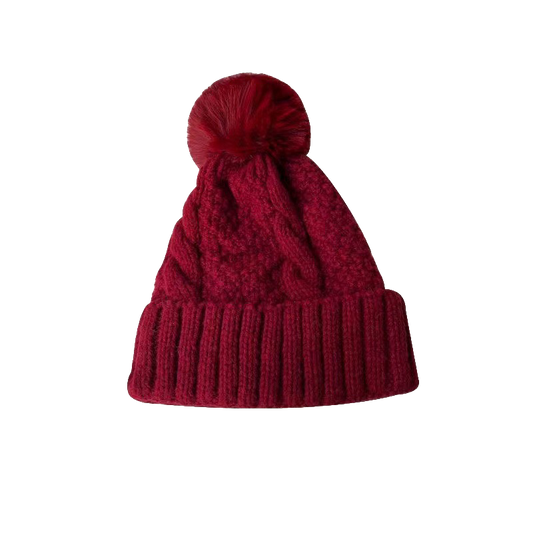 Burgundy Beanie Wool Knit Winter Hat Maroon Style for Men