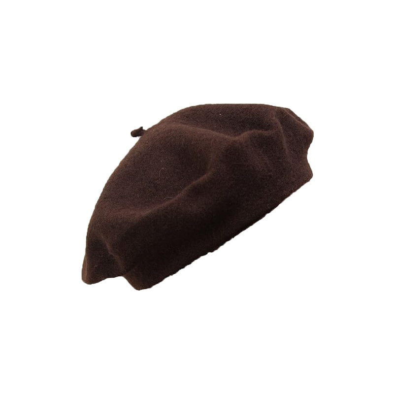 Brown Berets French Wool Hat Solid Color Womens Cap – FEIMANS display picture 1