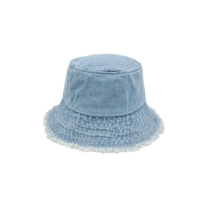 Blue Denim Bucket Hat with Frayed Brim – Vintage Sun Hat in Light, Navy, Royal & Black