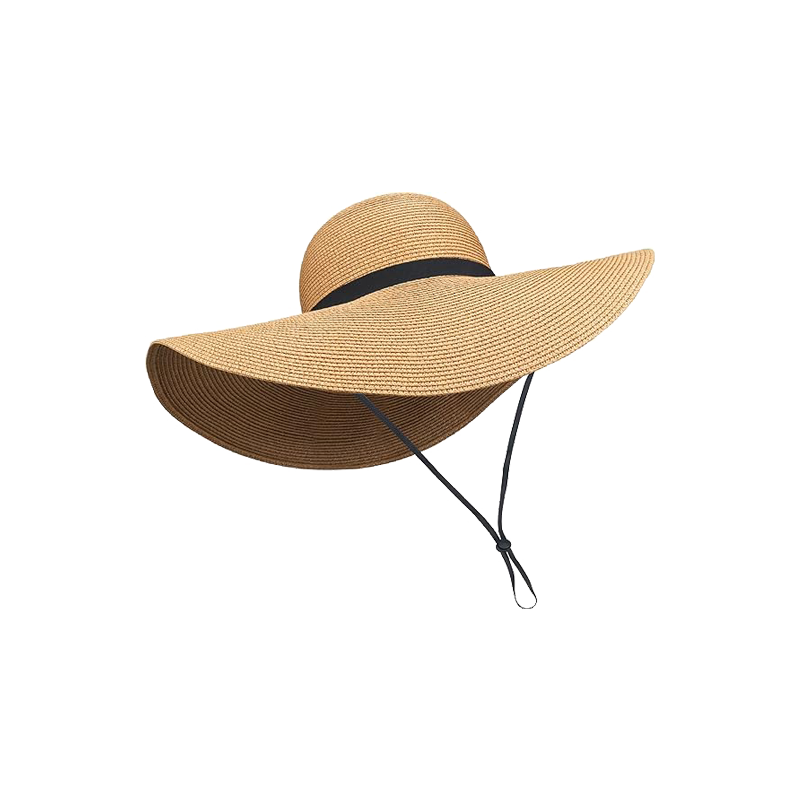 Straw Hat Beach Headwear Women Chapeau Cap Wide Brim Sun Hat UPF 50 Roll-Up