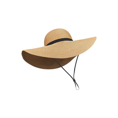 Straw Hat Beach Headwear Women Chapeau Cap Wide Brim Sun Hat UPF 50 Roll-Up