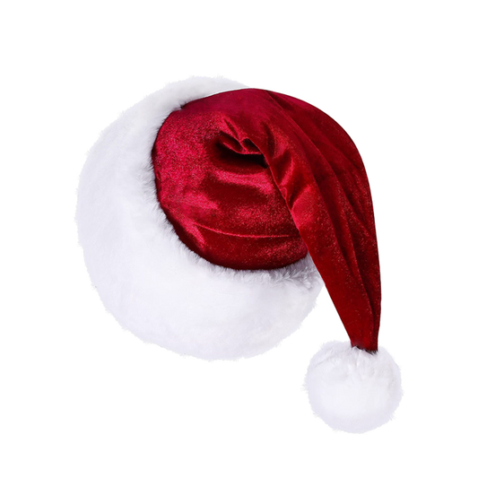 Burgundy Santa Hat Velvet Christmas Cap – Soft Thick Festive Hat for Adults