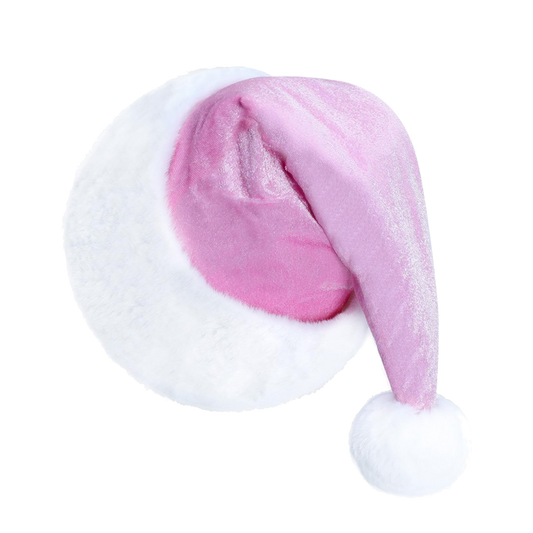 Pink Santa Hat Velvet Christmas Cap Thick Festive Adult Holiday Hat