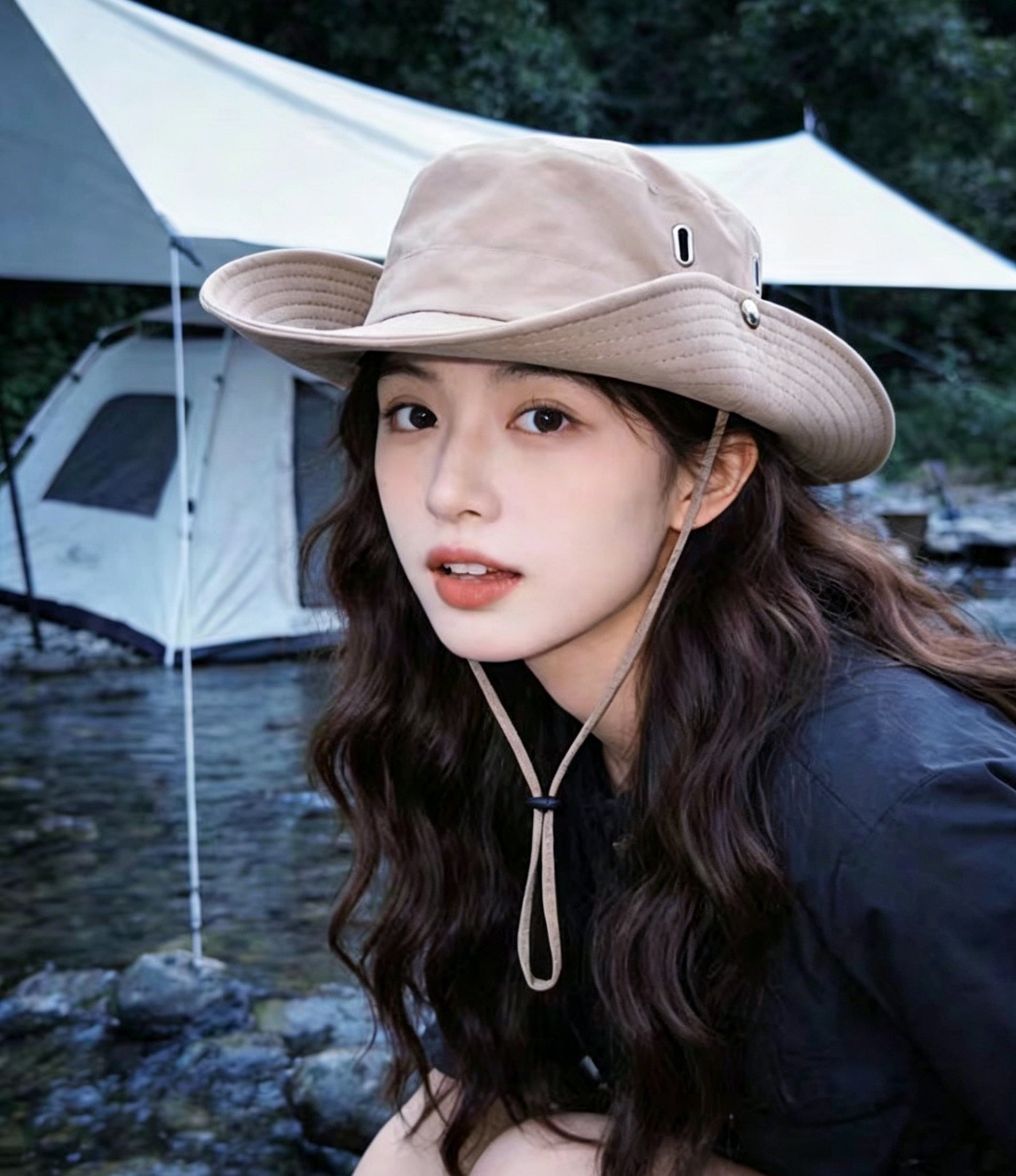 Breathable Bucket Hat with String Drawstring Mountain Hat for Hiking & Outdoor, Unisex Sun Protection Cap