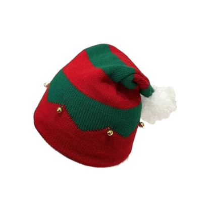 Santa Hats for Adults Womens Mens Knit Claus Winter Bell Pom Party Cap