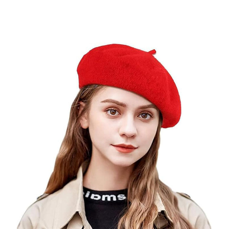 Red Beret French Hat for Women Premium Wool Beret Classic Wardrobe Addition