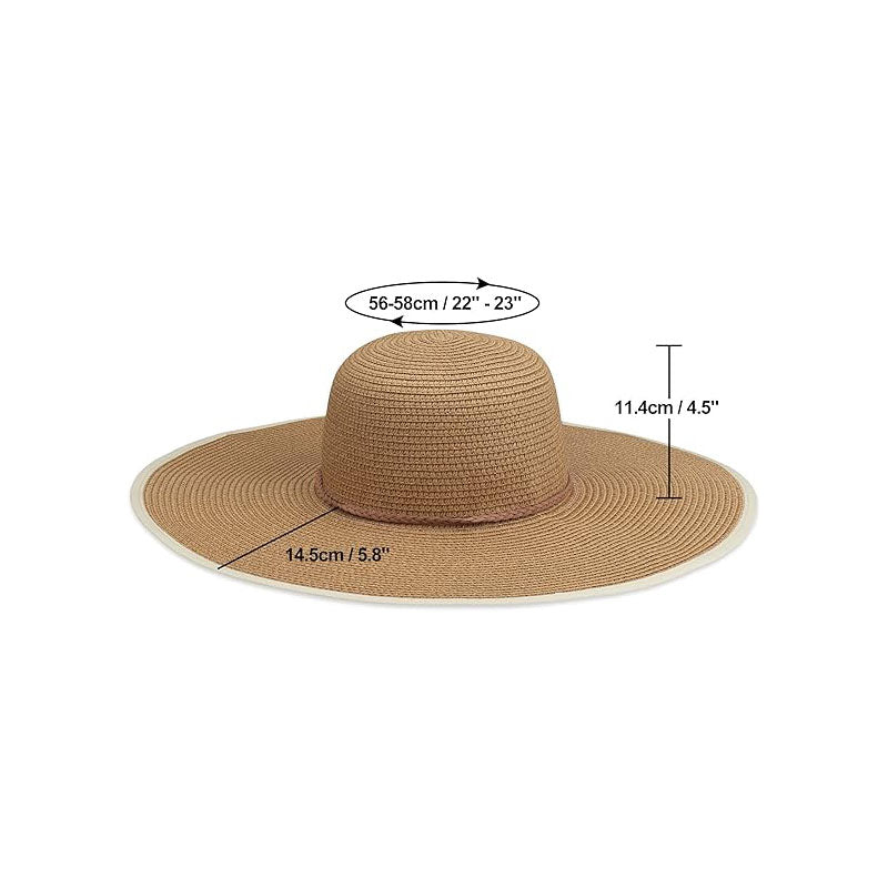 Straw Hat Beach Headwear Women Chapeau Cap Wide Brim Sun Hat UPF 50 Roll-Up