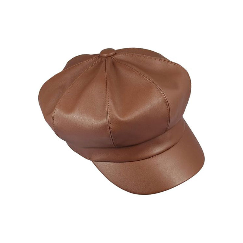 Newsboy Cap Women PU Leather Hat Cabbie Painter atsby Ivy Beret