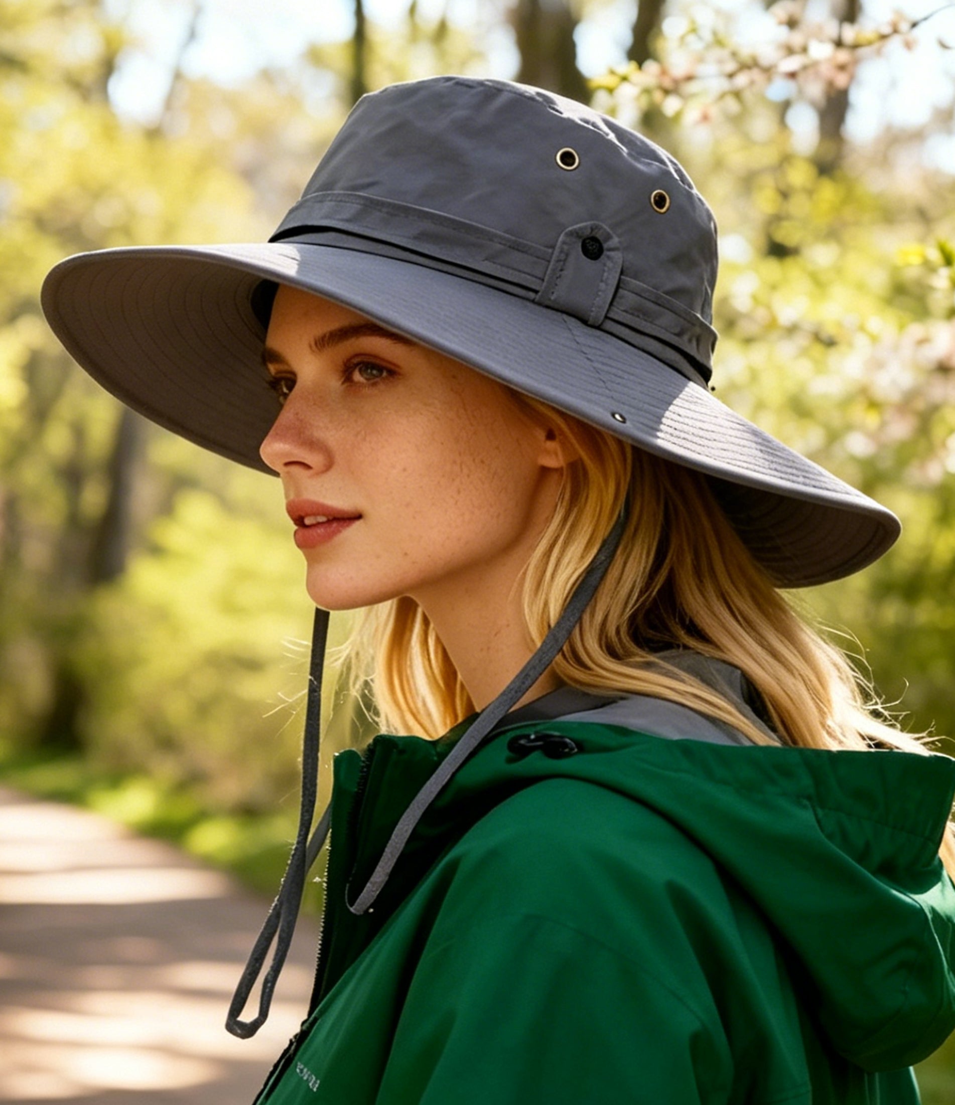 Breathable Bucket Hat with String Drawstring Mountain Hat for Hiking & Outdoor, Unisex Sun Protection Cap