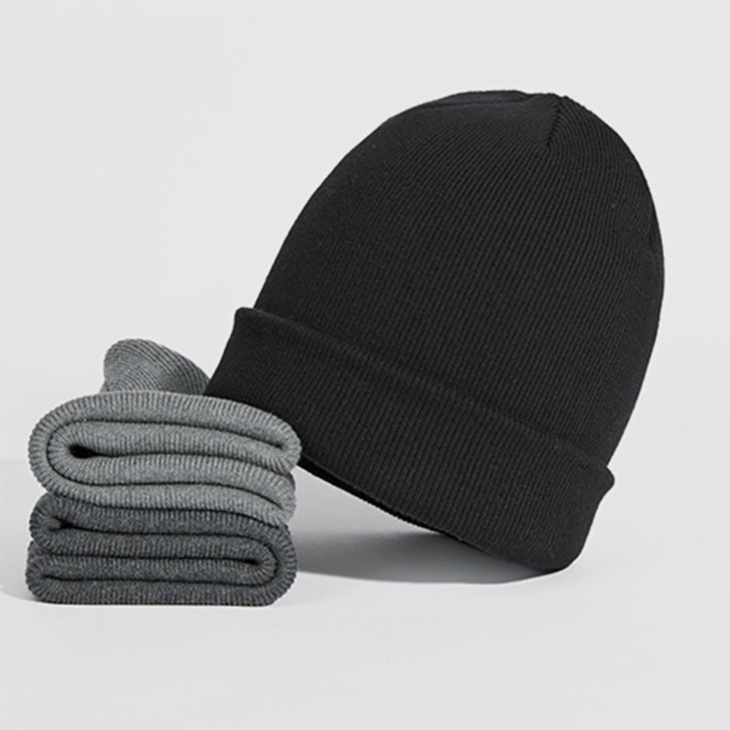Black Beanie Hat Mens Knit Winter Cap Soft Warm Everyday Style