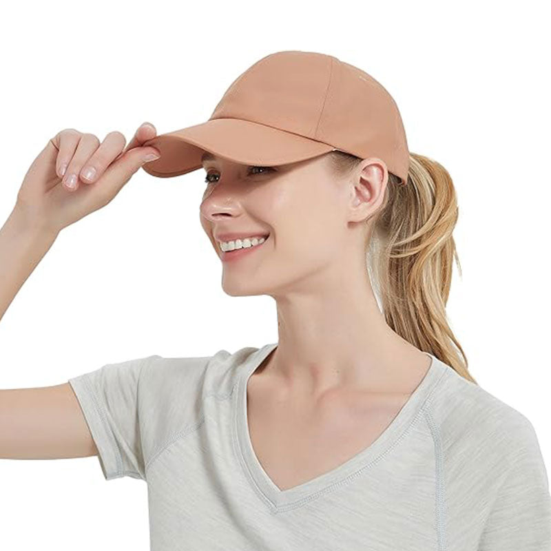 Wool Baseball Cap Women's Merino Ponytail Golf Hats with Adjustable Velcro for Hiking and Running